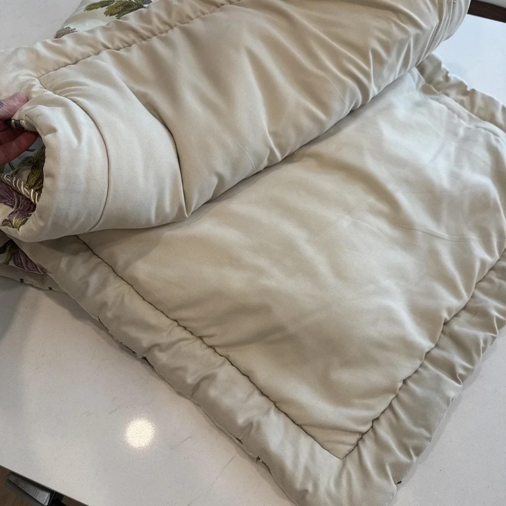 Croscill King Pillow‎ Shams Set 2 Floral Embroidered Sage Green Rope Trim 36x20